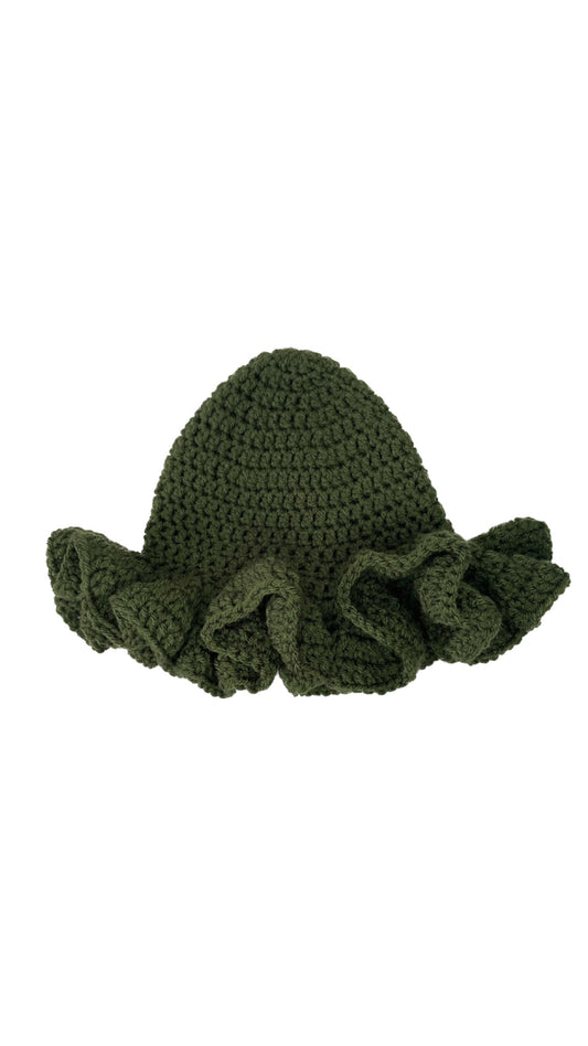 OLIVE GREEN Ruffle Hat